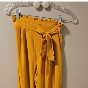 Charlotte Russe Yellow Tie-Waist Pants